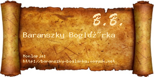 Baranszky Boglárka névjegykártya